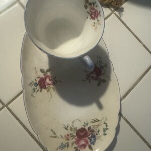 Antique snack/tea (8 pc set)  bone china- Floral print in great condition
